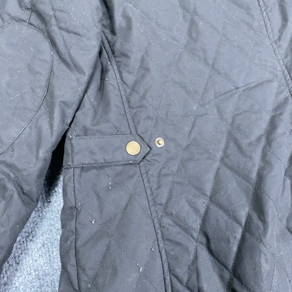 Orvis Barn Coat Womens Sz L Black Chore Jacket Flannel Lined Leather Collar 2MPO - Picture 15 of 16